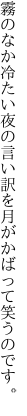霧のなか冷たい夜の言い訳を 月がかばって笑うのです。