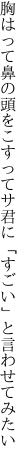 胸はって鼻の頭をこすってサ 君に「すごい」と言わせてみたい