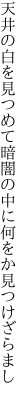 天井の白を見つめて暗闇の 中に何をか見つけざらまし