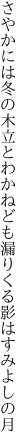 さやかには冬の木立とわかねども 漏りくる影はすみよしの月