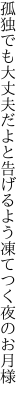 孤独でも大丈夫だよと告げるよう 凍てつく夜のお月様