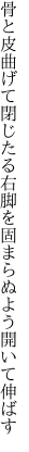 骨と皮曲げて閉じたる右脚を 固まらぬよう開いて伸ばす