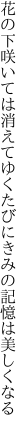 花の下咲いては消えてゆくたびに きみの記憶は美しくなる