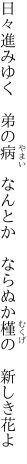 日々進みゆく　弟の病　なんとか 　ならぬか槿の　新しき花よ