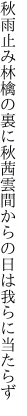 秋雨止み林檎の裏に秋茜 雲間からの日は我らに当たらず