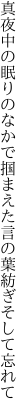 真夜中の眠りのなかで掴まえた 言の葉紡ぎそして忘れて