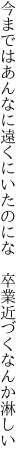 今まではあんなに遠くにいたのにな　 卒業近づくなんか淋しい