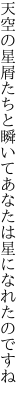 天空の星屑たちと瞬いて あなたは星になれたのですね