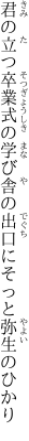 君の立つ卒業式の学び舎の 出口にそっと弥生のひかり