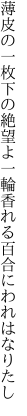 薄皮の一枚下の絶望よ 一輪香れる百合にわれはなりたし