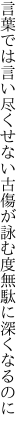 言葉では言い尽くせない古傷が 詠む度無駄に深くなるのに