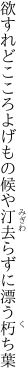 欲すれどこころよげもの候や 汀去らずに漂う朽ち葉