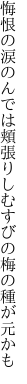 悔恨の涙のんでは頬張りし むすびの梅の種が元かも