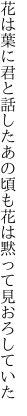 花は葉に君と話したあの頃も 花は黙って見おろしていた