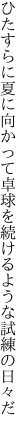 ひたすらに夏に向かって卓球を 続けるような試練の日々だ