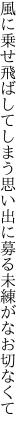 風に乗せ飛ばしてしまう思い出に 募る未練がなお切なくて