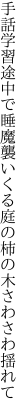 手話学習途中で睡魔襲いくる 庭の柿の木さわさわ揺れて