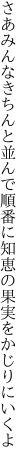 さあみんなきちんと並んで順番に 知恵の果実をかじりにいくよ