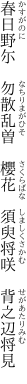 春日野尓 勿散乱曽 櫻花  須臾将咲 背之辺将見