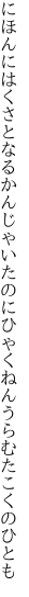 にほんにはくさとなるかんじゃいたのに ひゃくねんうらむたこくのひとも