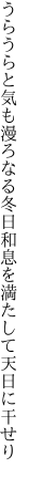 うらうらと気も漫ろなる冬日和 息を満たして天日に干せり