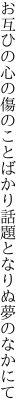 お互ひの心の傷のことばかり 話題となりぬ夢のなかにて