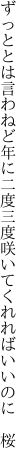 ずっととは言わねど年に二度三度 咲いてくれればいいのに　桜