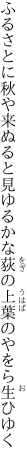 ふるさとに秋や来ぬると見ゆるかな 荻の上葉のやをら生ひゆく