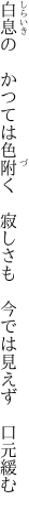 白息の かつては色附く 寂しさも  今では見えず 口元緩む