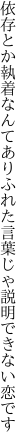 依存とか執着なんてありふれた 言葉じゃ説明できない恋です