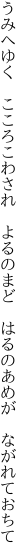 うみへゆく　こころこわされ　よるのまど　 はるのあめが　ながれておちて