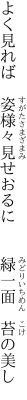 よく見れば　姿様々見せおるに 　　緑一面　苔の美し