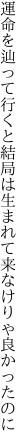 運命を辿って行くと結局は 生まれて来なけりゃ良かったのに