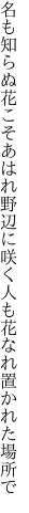 名も知らぬ花こそあはれ野辺に咲く 人も花なれ置かれた場所で