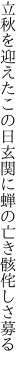 立秋を迎えたこの日玄関に 蝉の亡き骸侘しさ募る