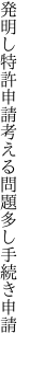 発明し特許申請考える 問題多し手続き申請　