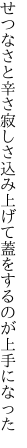 せつなさと辛さ寂しさ込み上げて 蓋をするのが上手になった