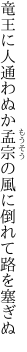 竜王に人通わぬか孟宗の 風に倒れて路を塞ぎぬ