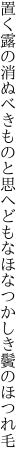 置く露の消ぬべきものと思へども なほなつかしき鬢のほつれ毛