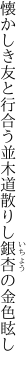 懐かしき友と行合う並木道 散りし銀杏の金色眩し