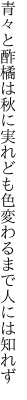 青々と酢橘は秋に実れども 色変わるまで人には知れず