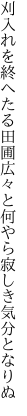 刈入れを終へたる田圃広々と 何やら寂しき気分となりぬ