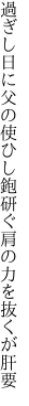 過ぎし日に父の使ひし鉋研ぐ 肩の力を抜くが肝要