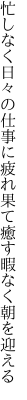 忙しなく日々の仕事に疲れ果て 癒す暇なく朝を迎える