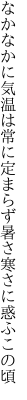 なかなかに気温は常に定まらず 暑さ寒さに惑ふこの頃