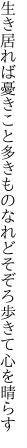 生き居れば憂きこと多きものなれど そぞろ歩きて心を晴らす