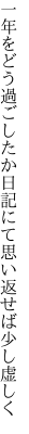 一年をどう過ごしたか日記にて 思い返せば少し虚しく