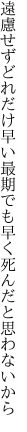 遠慮せずどれだけ早い最期でも 早く死んだと思わないから