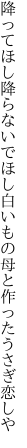 降ってほし降らないでほし白いもの 母と作ったうさぎ恋しや