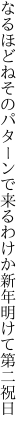 なるほどねそのパターンで来るわけか 新年明けて第二祝日